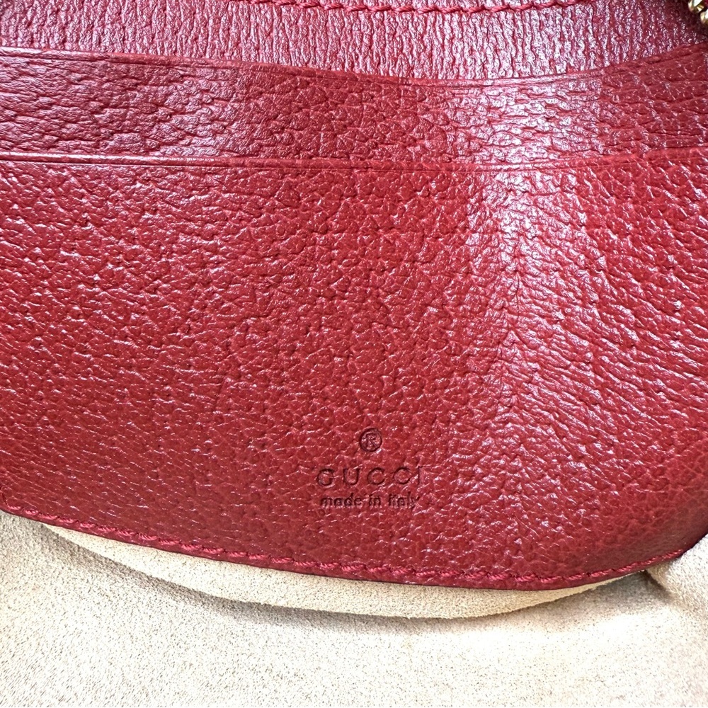 Authentic Gucci Ophidia Mini Round backpack red leather flora pattern canvas - Picture 14 of 16